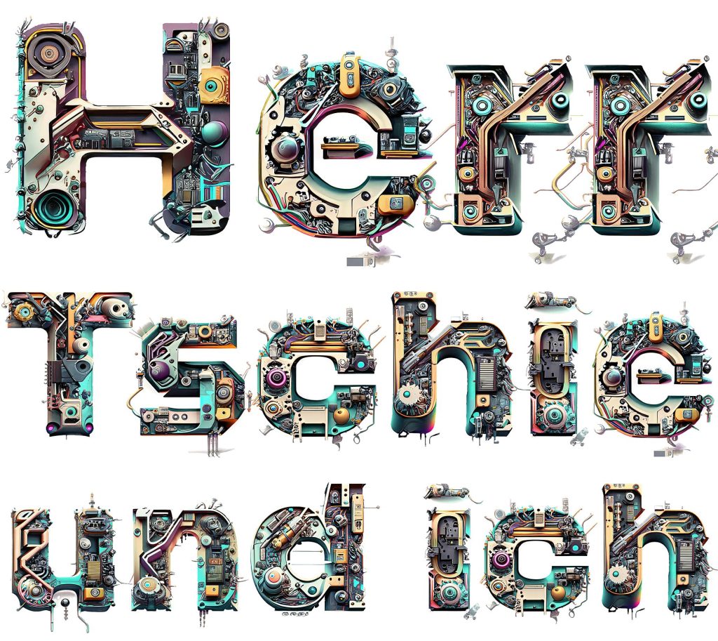 Textgrafik mit Text: Herr Tschie und ich